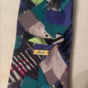 Brioni Vibrant Patterned Tie in Blue Purple and Green